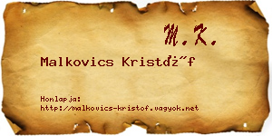 Malkovics Kristóf névjegykártya