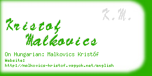 kristof malkovics business card